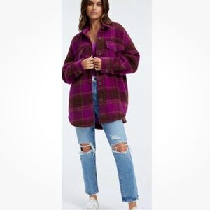 Good American Plaid Women's Jacket shacket wool knit new without tags XL